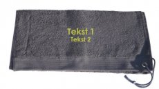 Handdoek antraciet met 2 tekstlijnen