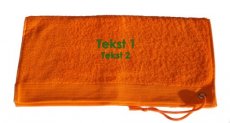 B50100.102.OR Handdoek oranje met 2 tekstlijnen