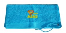 Aqua handdoek 50x100 "Supermama"