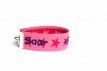 ABS04RF Roze armbandje met fuchsia sterren met naam/ telefoonnummer