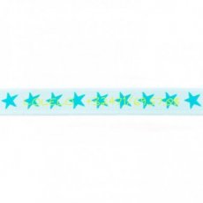 ABS07MDM Mint armbandje met donker mint sterren met naam/ telefoonnummer