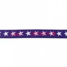 Paars armbandje met lila sterren met naam/ telefoonnummer
