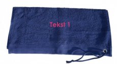 Handdoek donkerblauw met 1 tekstlijn
