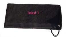Badhanddoek zwart met 1 tekstlijn
