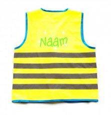 WOWFJGE1SNR Fun jacket geel S met reflecterende naam (2-6 jaar)