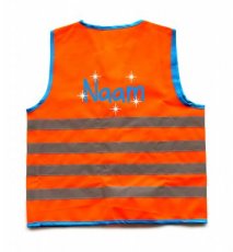 Fun jacket oranje M met reflecterende naam (7-9 jaar)